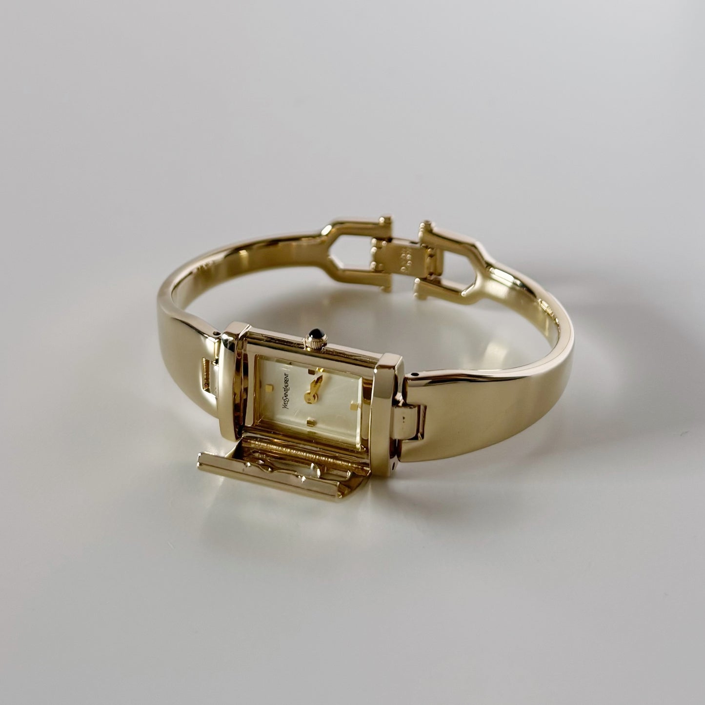 Yves Saint Laurent 1990s Peek-A-Boo Gold Plated Bangle Watch