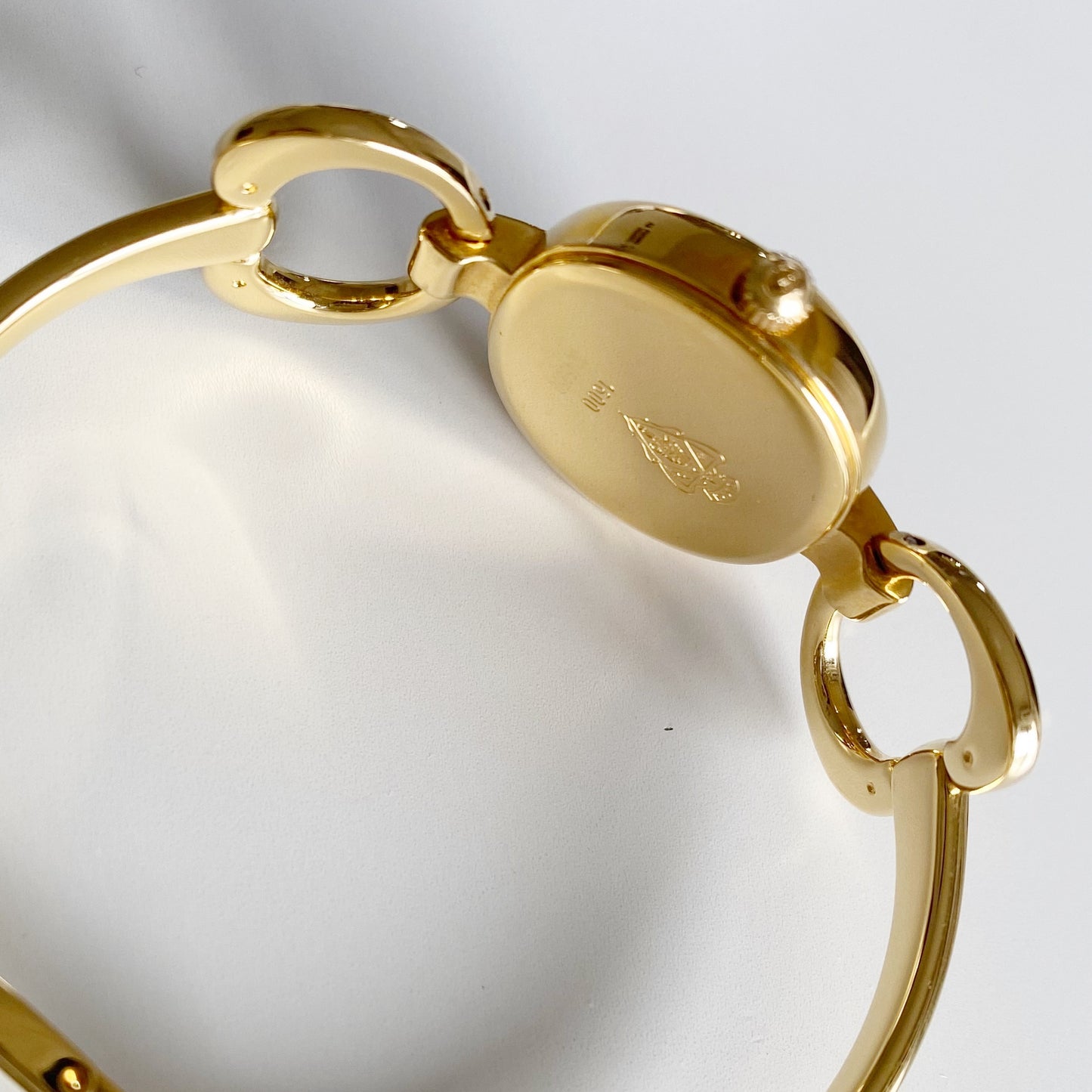 Gucci 1990s Black Dial Gold Plated Bangle Watch