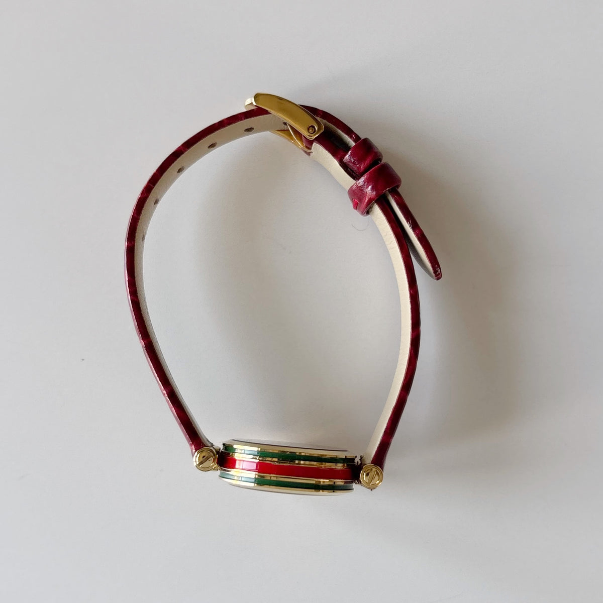 Gucci 1990s Sherry Round Dial Red Watch