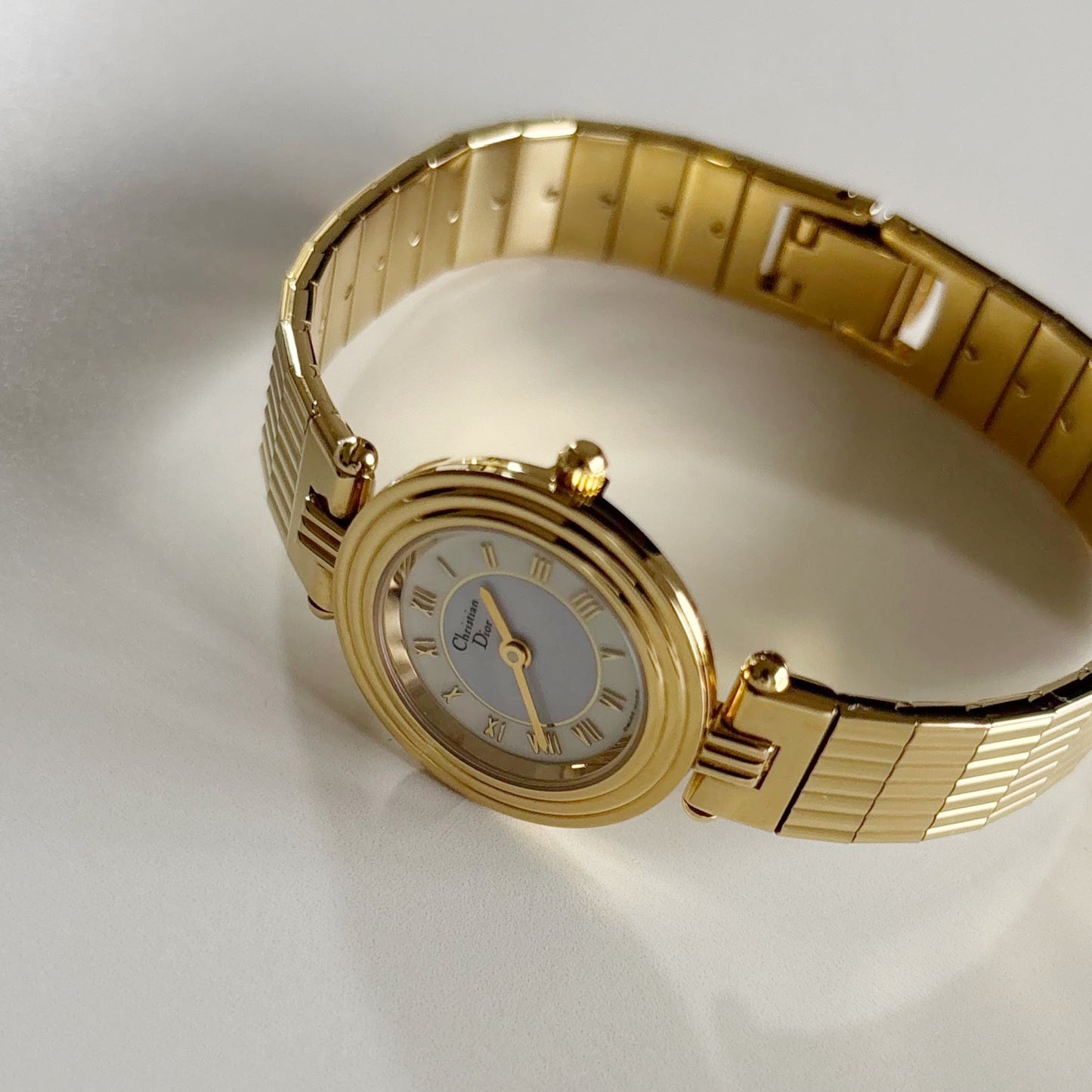 Dior 1990s Round Dial Gold Plated Watch