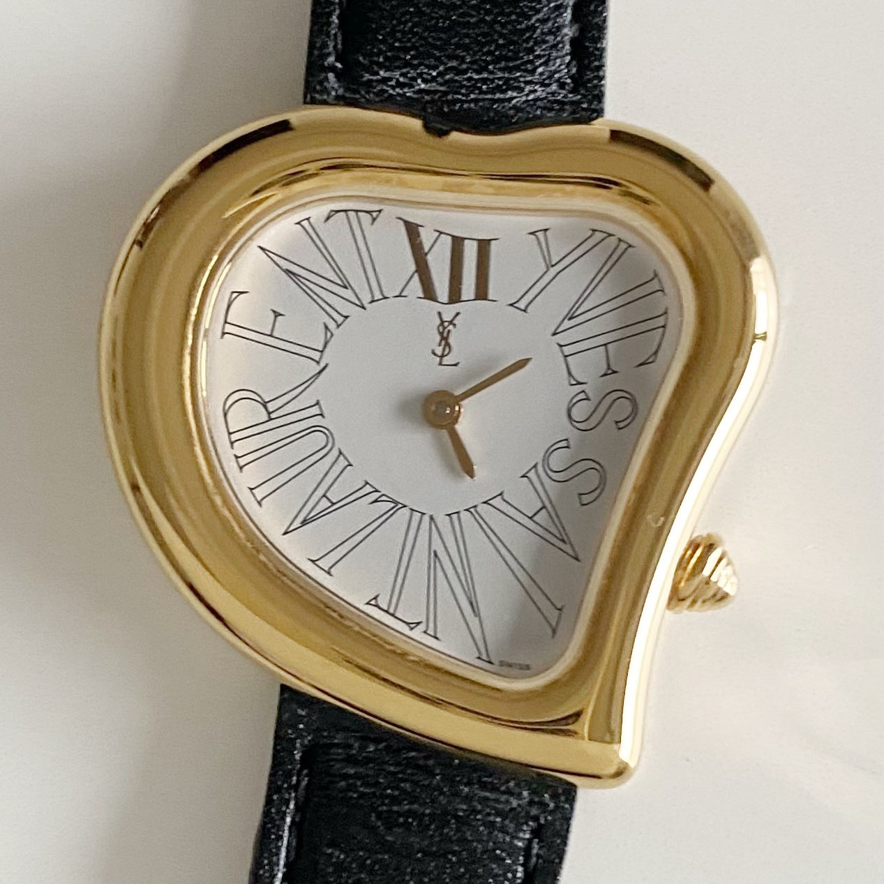 Yves Saint Laurent 1990s Heart Shaped Dial Gold Plated Watch