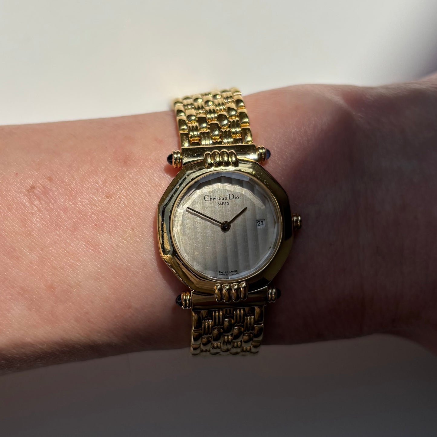 Dior 1990s CD Logo Octagon Gold Plated Watch