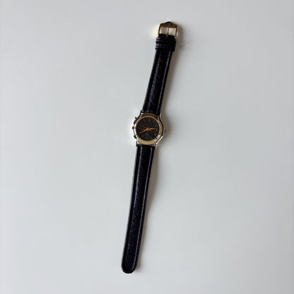 Gucci 1990s Date Black Round Dial Two Tone Watch
