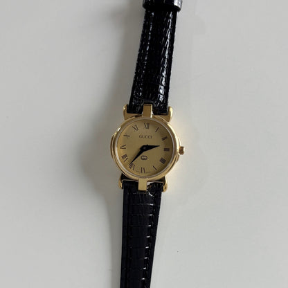 Gucci 1990s Round Dial Gold Plated Watch