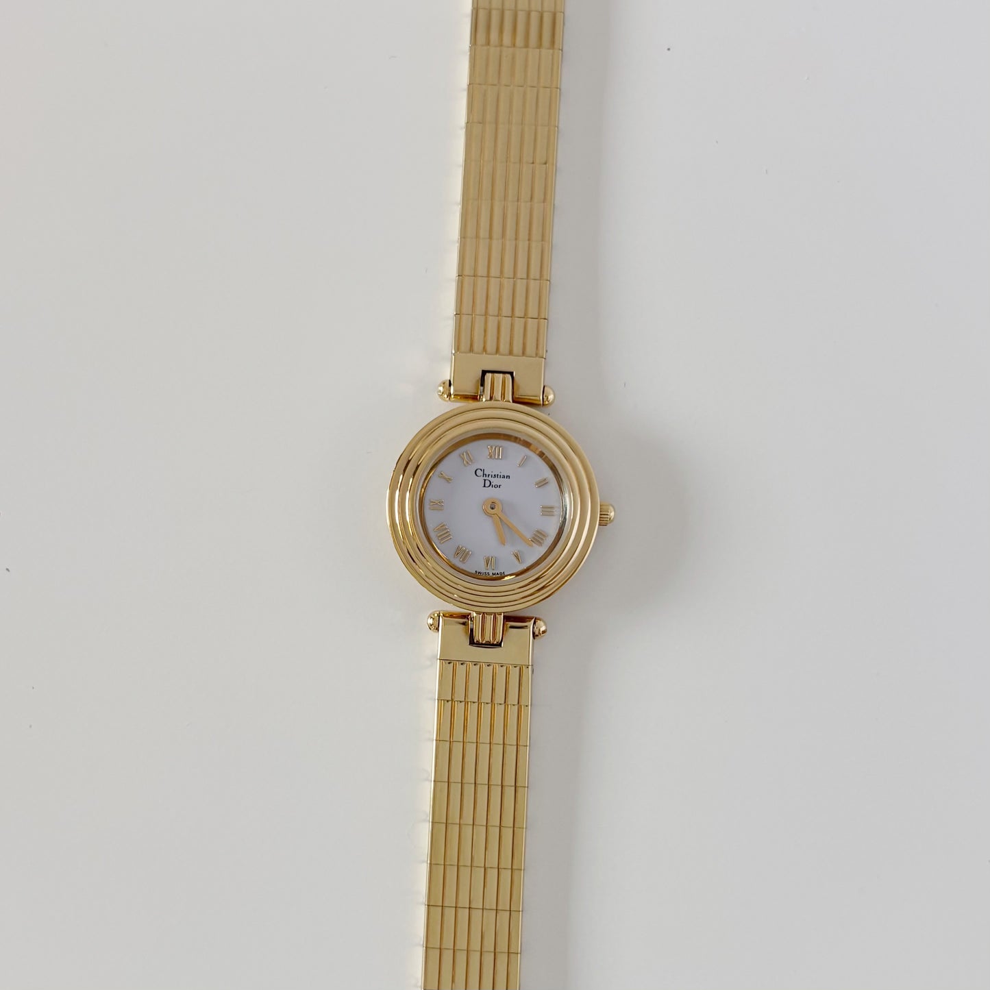 Dior 1990s Round Dial Gold Plated Watch