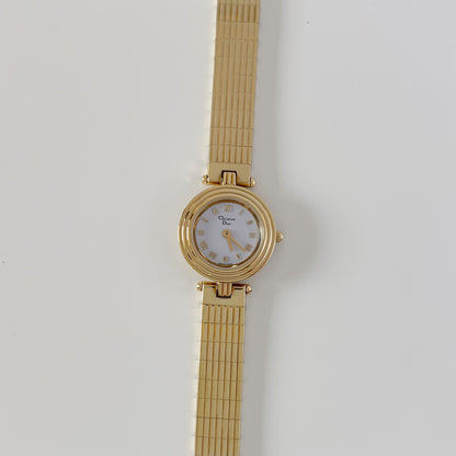 Dior 1990s Round Dial Gold Plated Watch