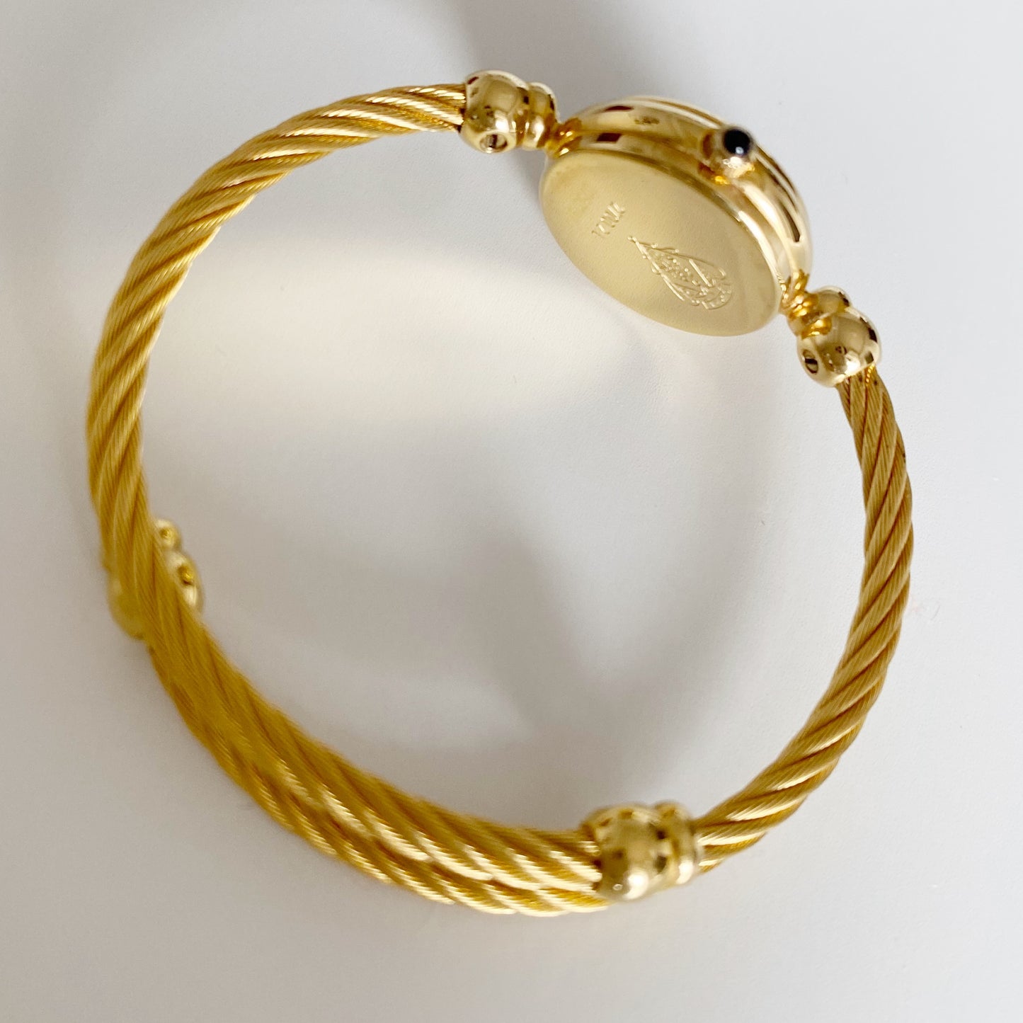 Gucci 1990s Black Dial Gold Plated Cable Bangle Watch