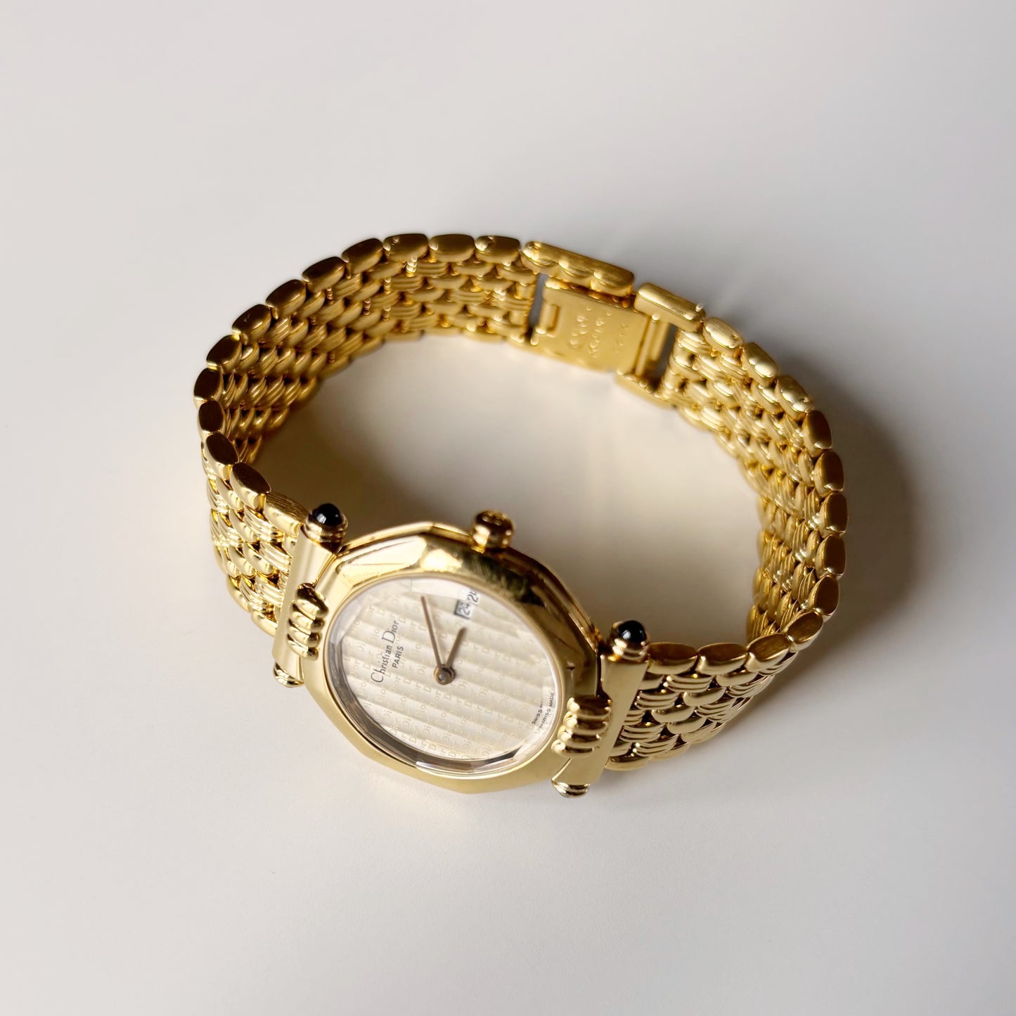 Dior 1990s CD Logo Octagon Gold Plated Watch