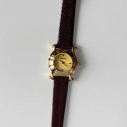 Gucci 1990s Round Dial Gold Plated Watch