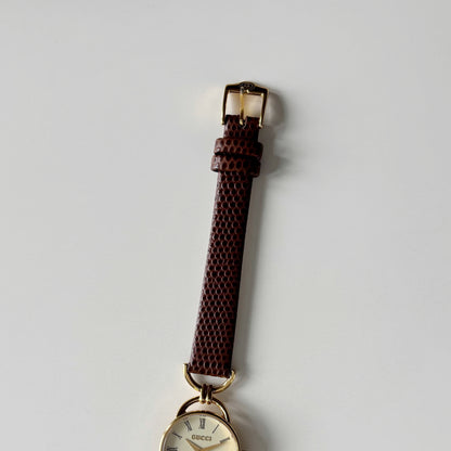 Gucci 1990s Round Dial Horsebit Gold Plated Watch