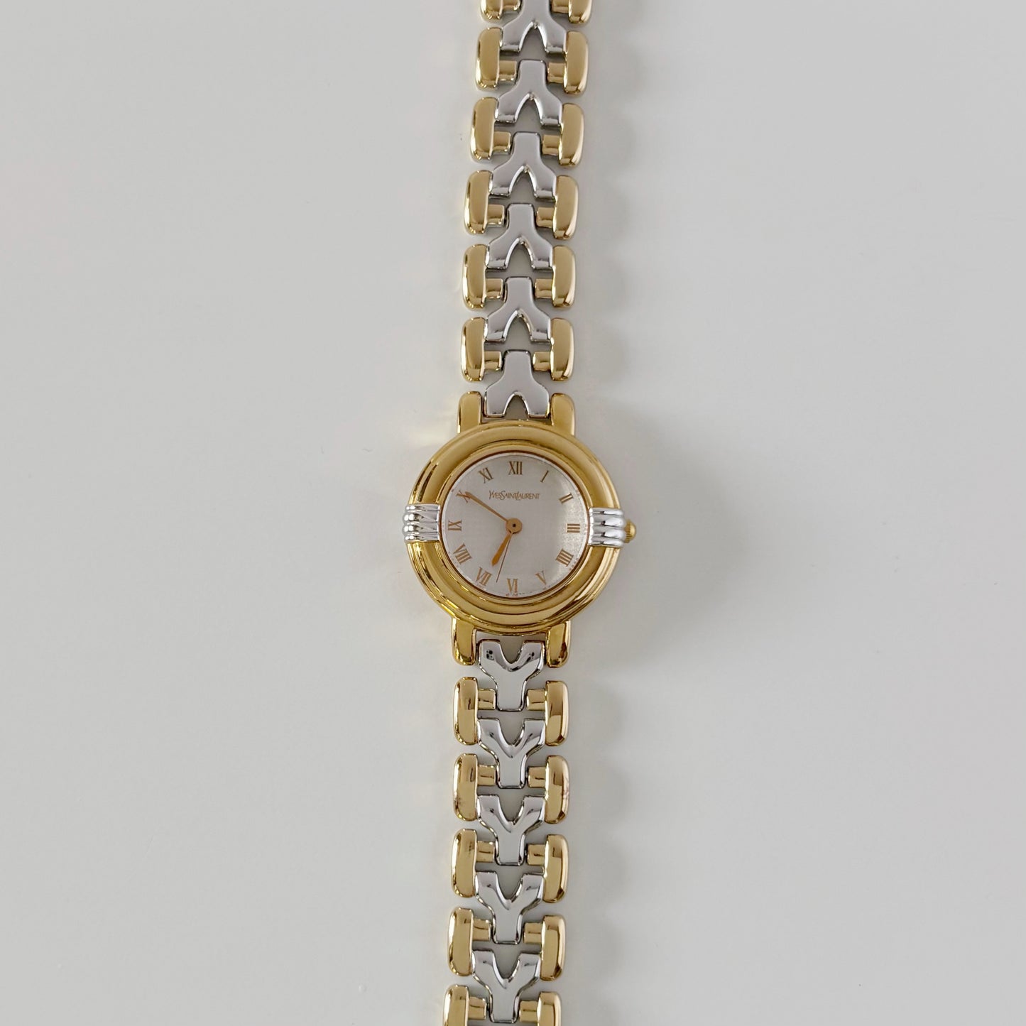 Yves Saint Laurent 1990s Round Dial Two Tone Watch