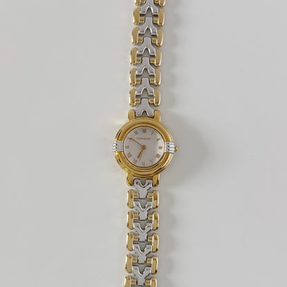 Yves Saint Laurent 1990s Round Dial Two Tone Watch