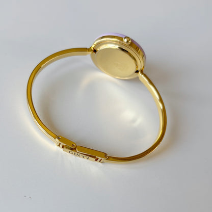 Gucci 1990s Interchangeable Bezel Gold Plated Bangle Watch with 12 bezels, case