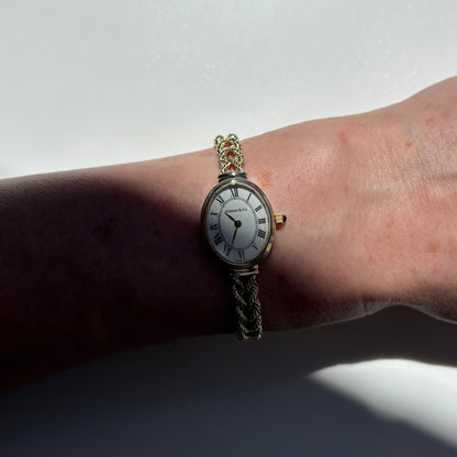 Tiffany 1990s 14K Oval Dial Cocktail Watch