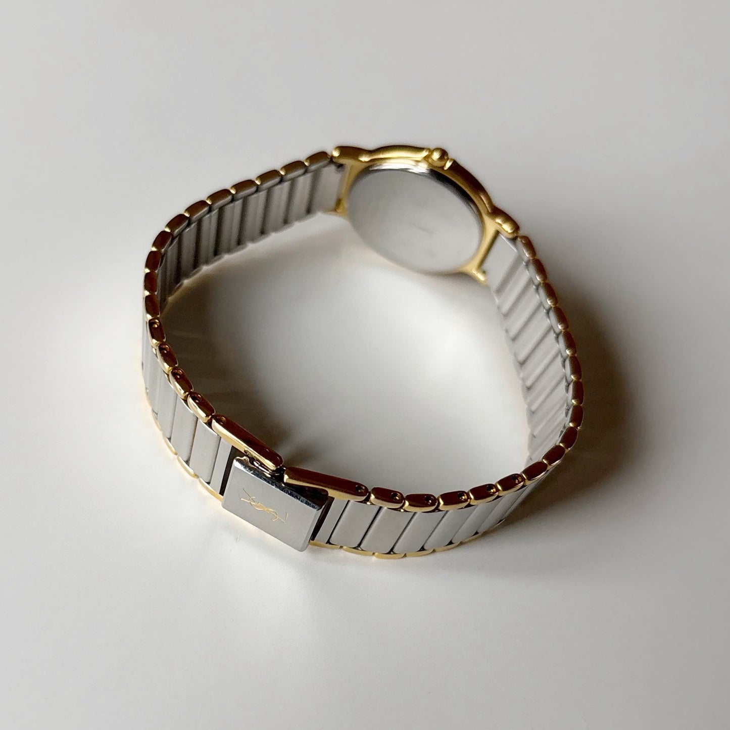 Yves Saint Laurent 1990s Navy Round Dial Two Tone Watch