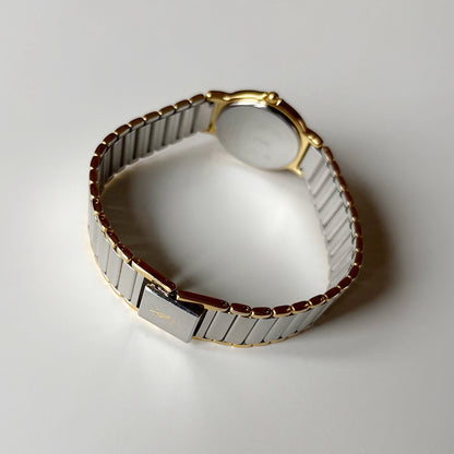 Yves Saint Laurent 1990s Navy Round Dial Two Tone Watch
