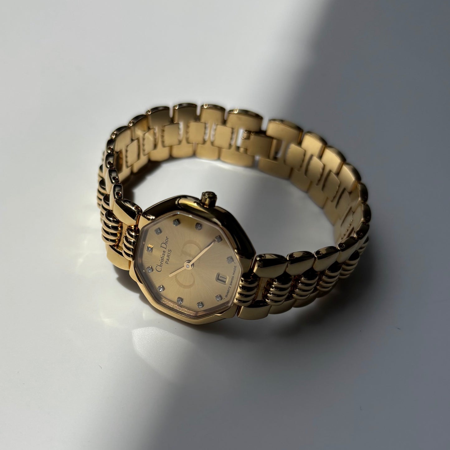 Dior 1990s Octagon Gold Plated Watch