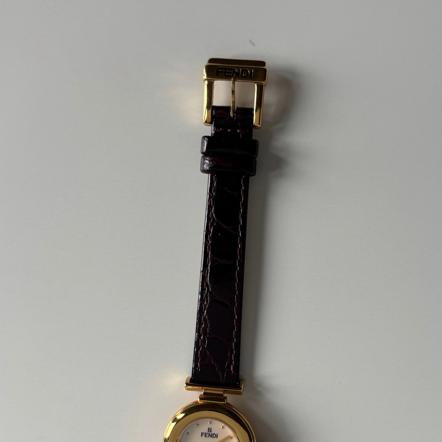 Fendi 1990s Seashell Dial Gold Plated Watch