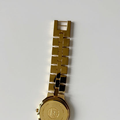 Fendi 1990s Date Round Dial Gold Plated Watch (Large)