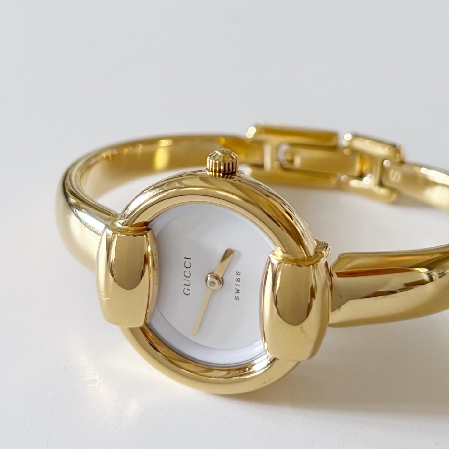 Gucci 1990s Gold Plated Bangle Watch (Small)