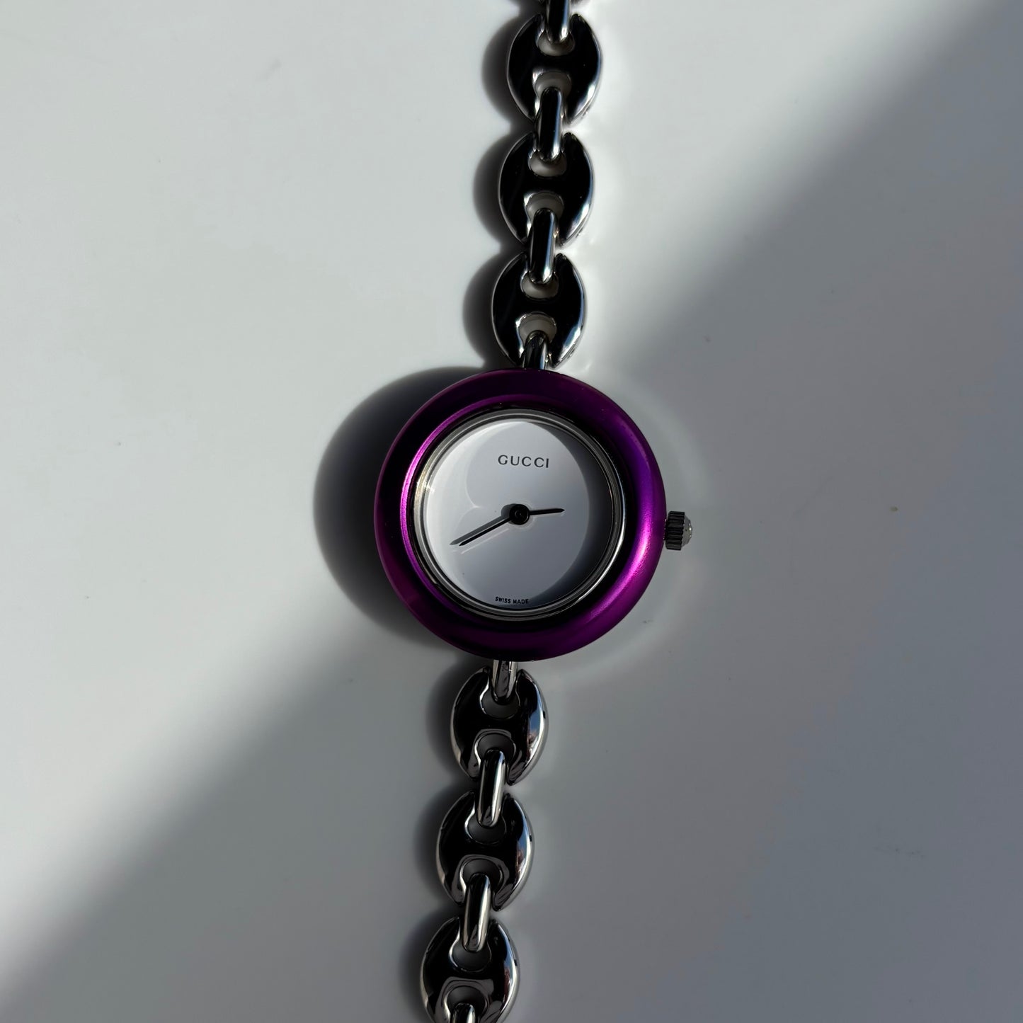 Gucci 1990s Interchangeable Bezel Stainless steel Silver Watch with 6 bezels, case (167mm)