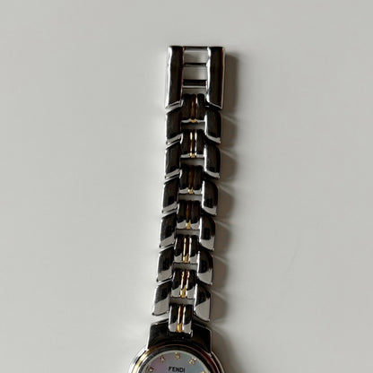 Fendi 1990s Seashell Dial Date Two Tone Watch