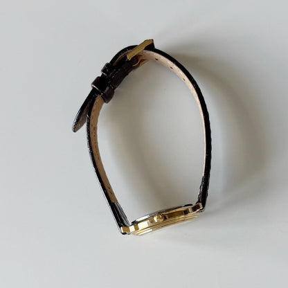 Dior 1990s Date Gold Round Dial Gold Plated Watch