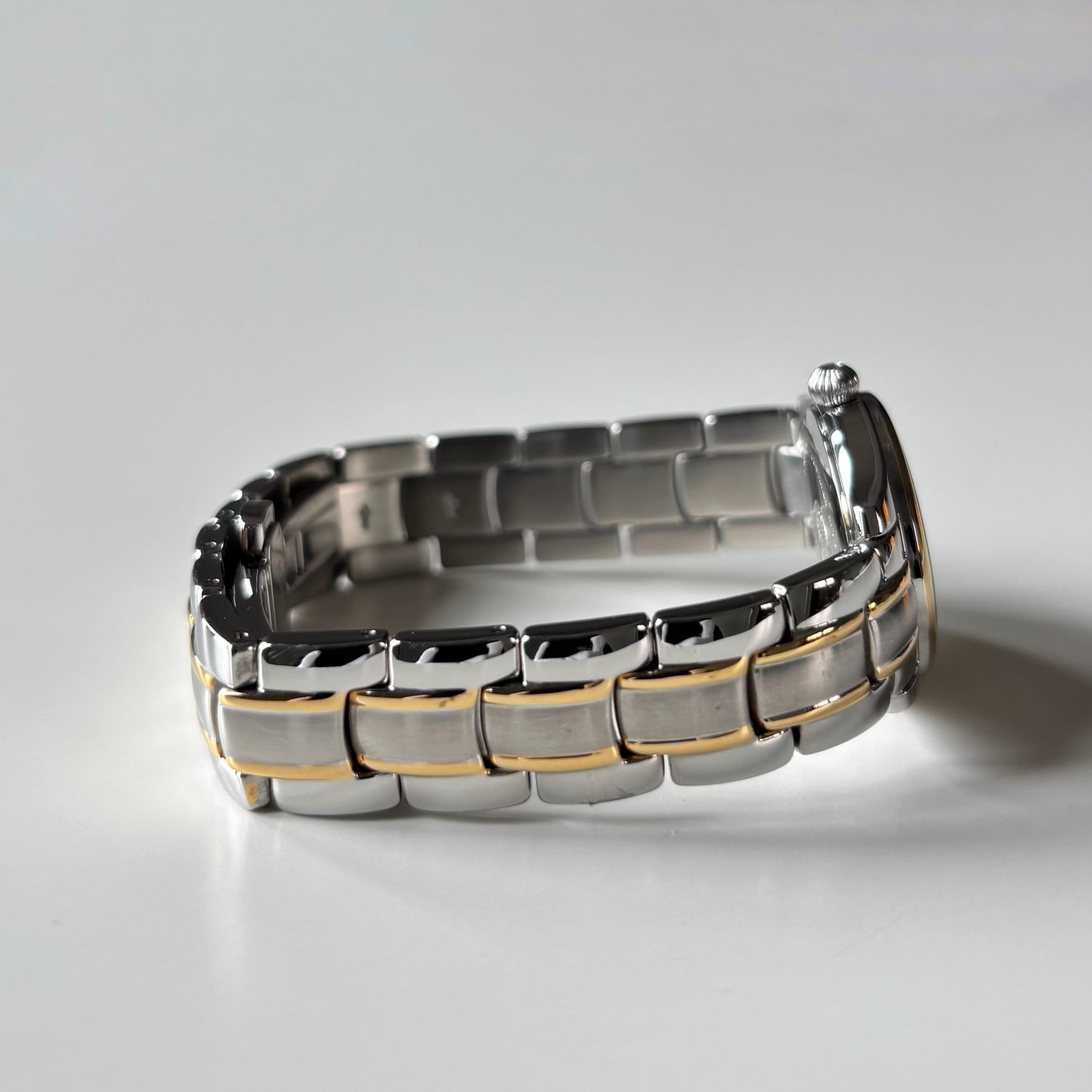 Fendi 1990s Round Dial Date Two Tone Gold Plated Watch