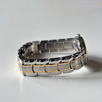 Fendi 1990s Round Dial Date Two Tone Gold Plated Watch