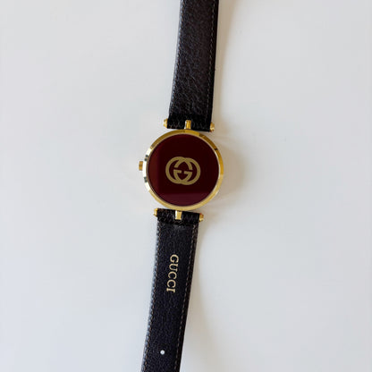 Gucci 1990s Round Gold Dial Gold Plated Watch (Large)