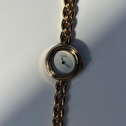 Gucci 1990s Interchangeable Bezel Gold Plated Watch with 6 bezels, case (160mm)