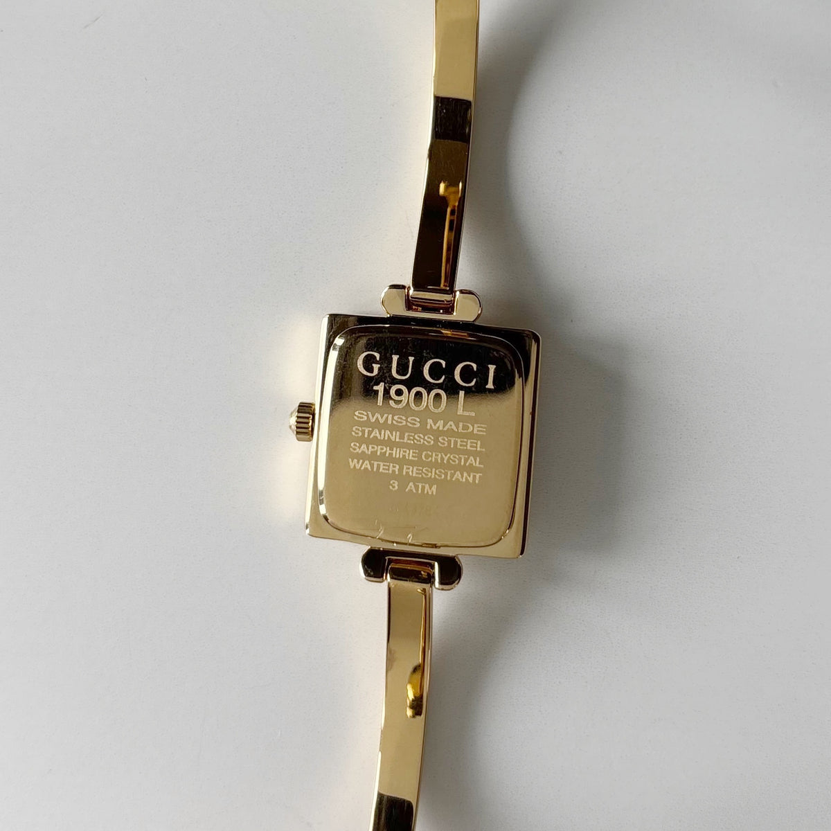 Gucci 1990s Square Dial Gold Plated Bangle Watch