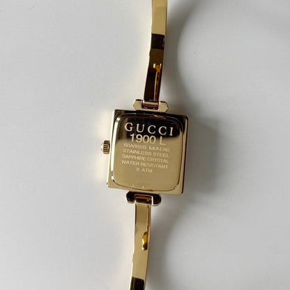 Gucci 1990s Square Dial Gold Plated Bangle Watch
