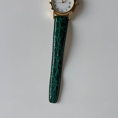 Gucci 1990s Date Round Dial Gold Plated Watch (Large)