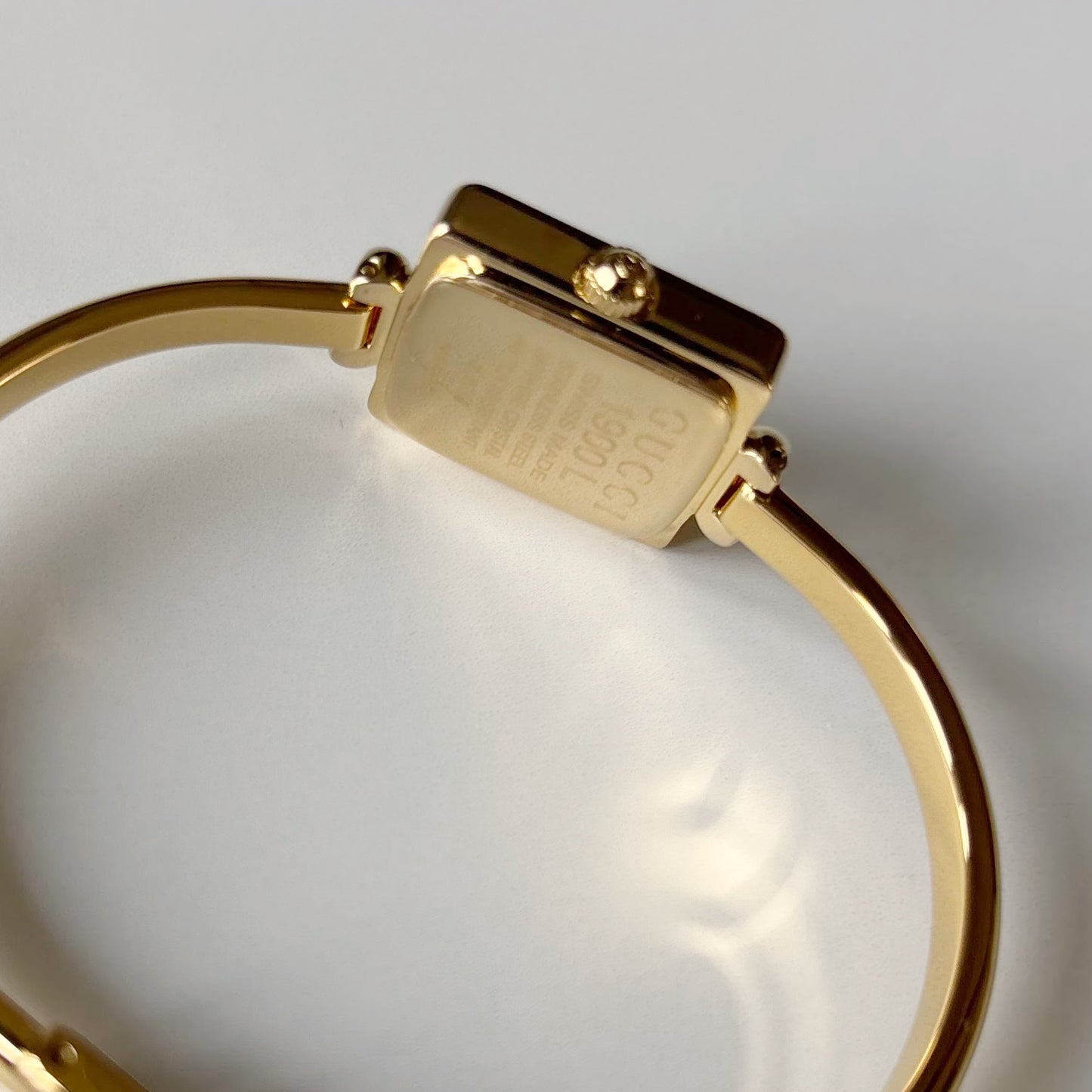 Gucci 1990s Square Dial Gold Plated Bangle Watch