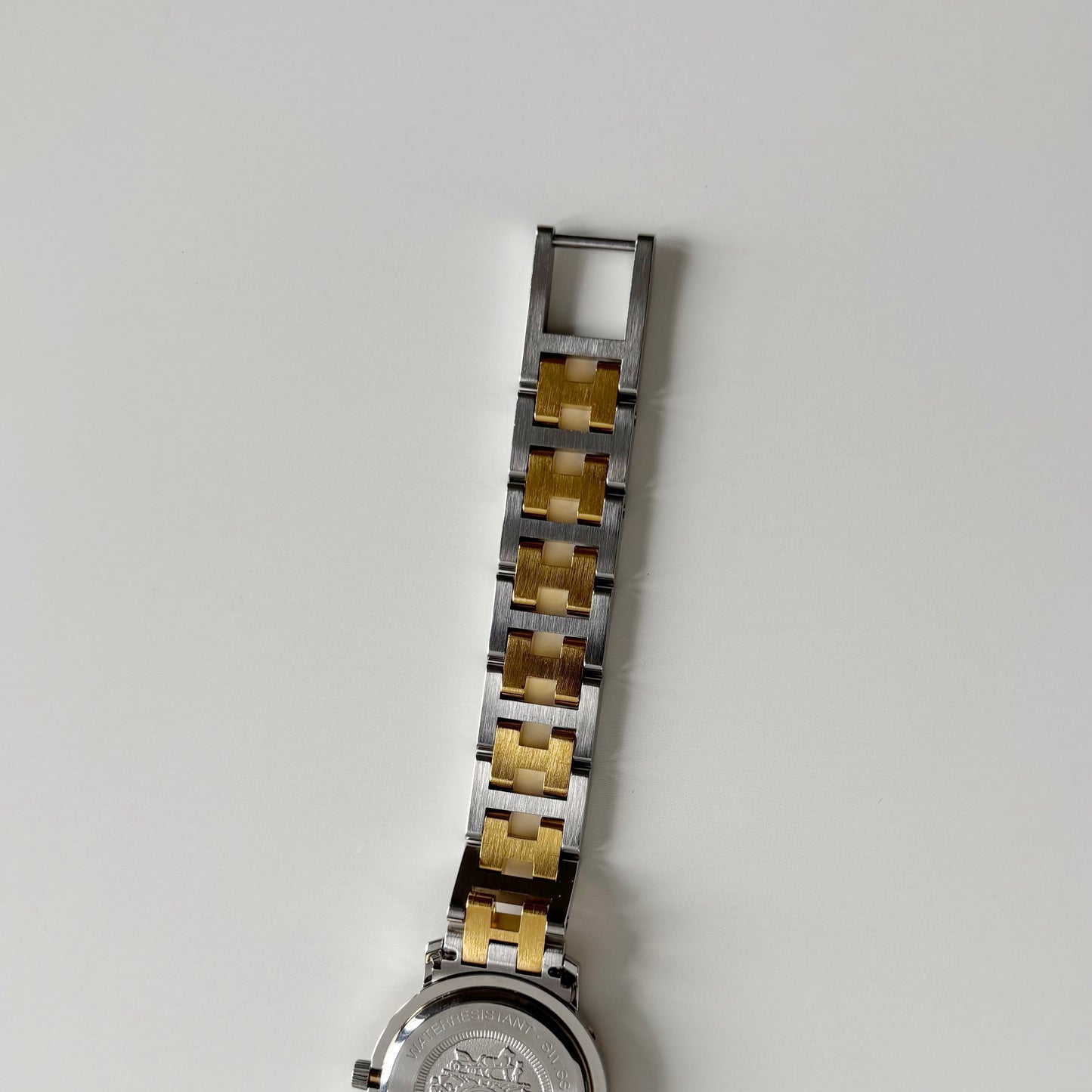 Hermes 1990s Clipper Date Round Dial Two Tone Gold Plated Watch