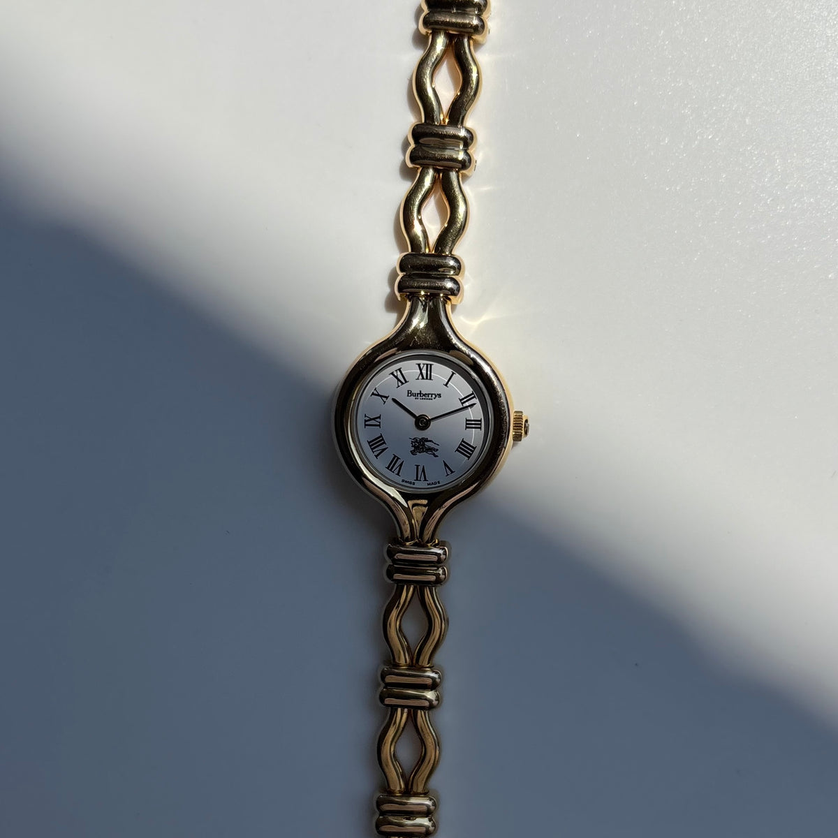 Burberry 1990s Round Dial Gold Plated Watch