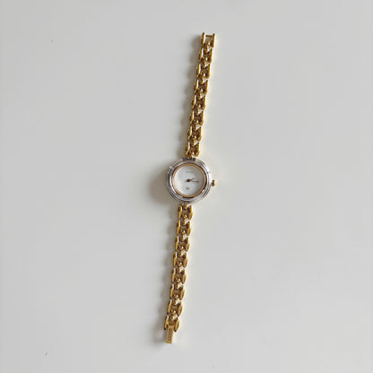 Gucci 1990s Interchangeable Bezel Gold Plated Rice Chain Watch with 6 bezels, case (160mm)