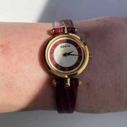 Gucci 1990s Round Dial Gold Plated Watch