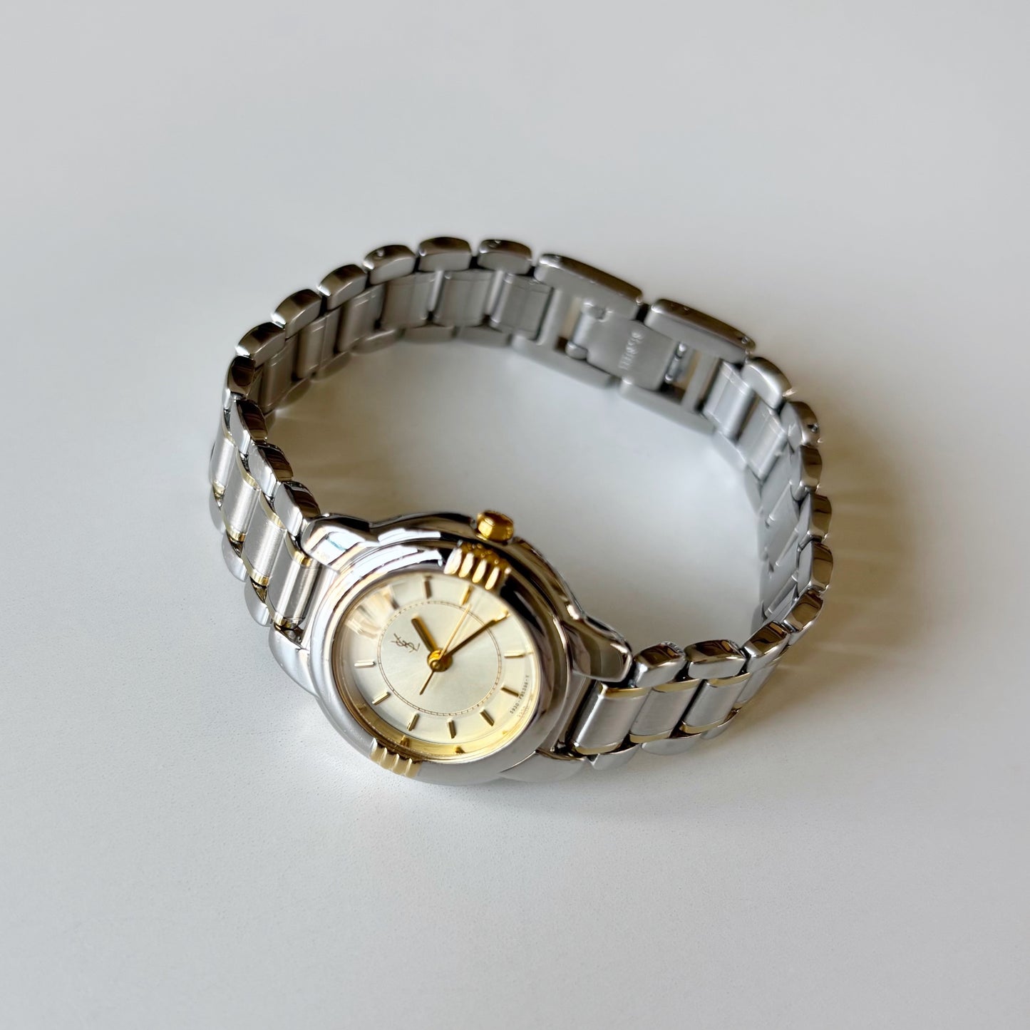 Yves Saint Laurent 1990s Round Dial Two Tone Watch