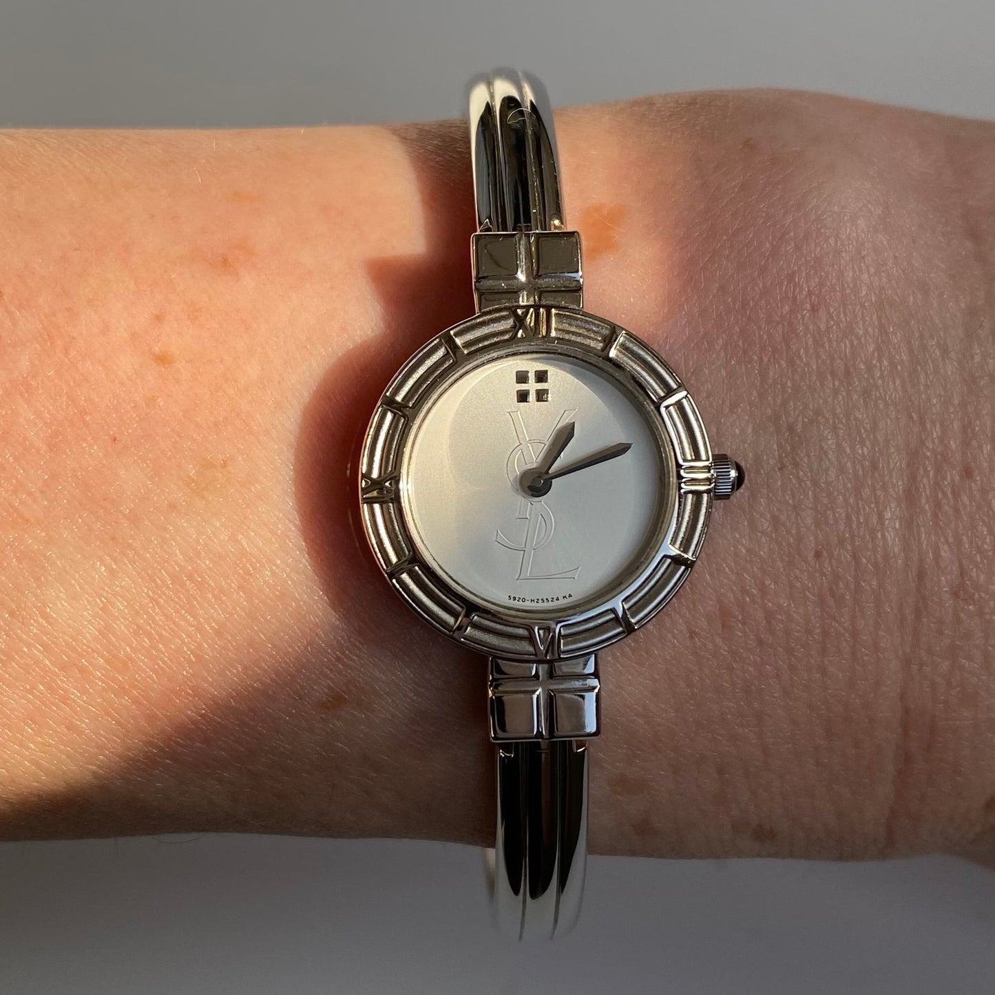 Yves Saint Laurent 1990s Round Dial Bangle Watch