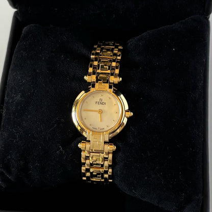 Fendi 1990s Seashell Dial Gold Plated Watch