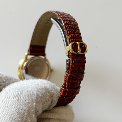 Dior 1990s Seashell Round Dial Gold-Plated Watch