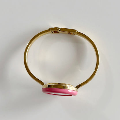 Gucci 1990s Interchangeable Bezel Gold Plated Bangle Watch with 12 bezels, case (Small)