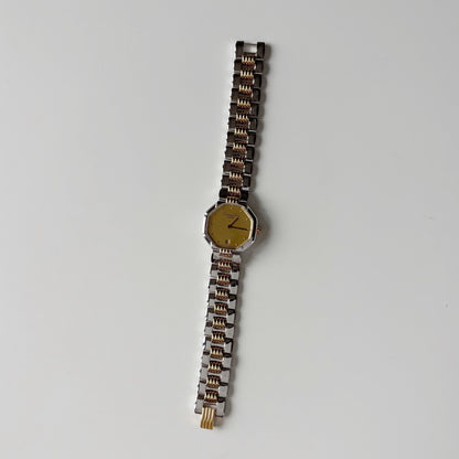 Dior 1990s Octagon Dial Two Tone Gold Plated Watch