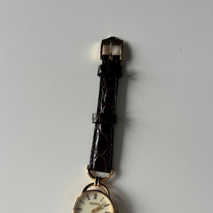 Gucci 1990s Cream Dial Horsebit Gold Plated Watch