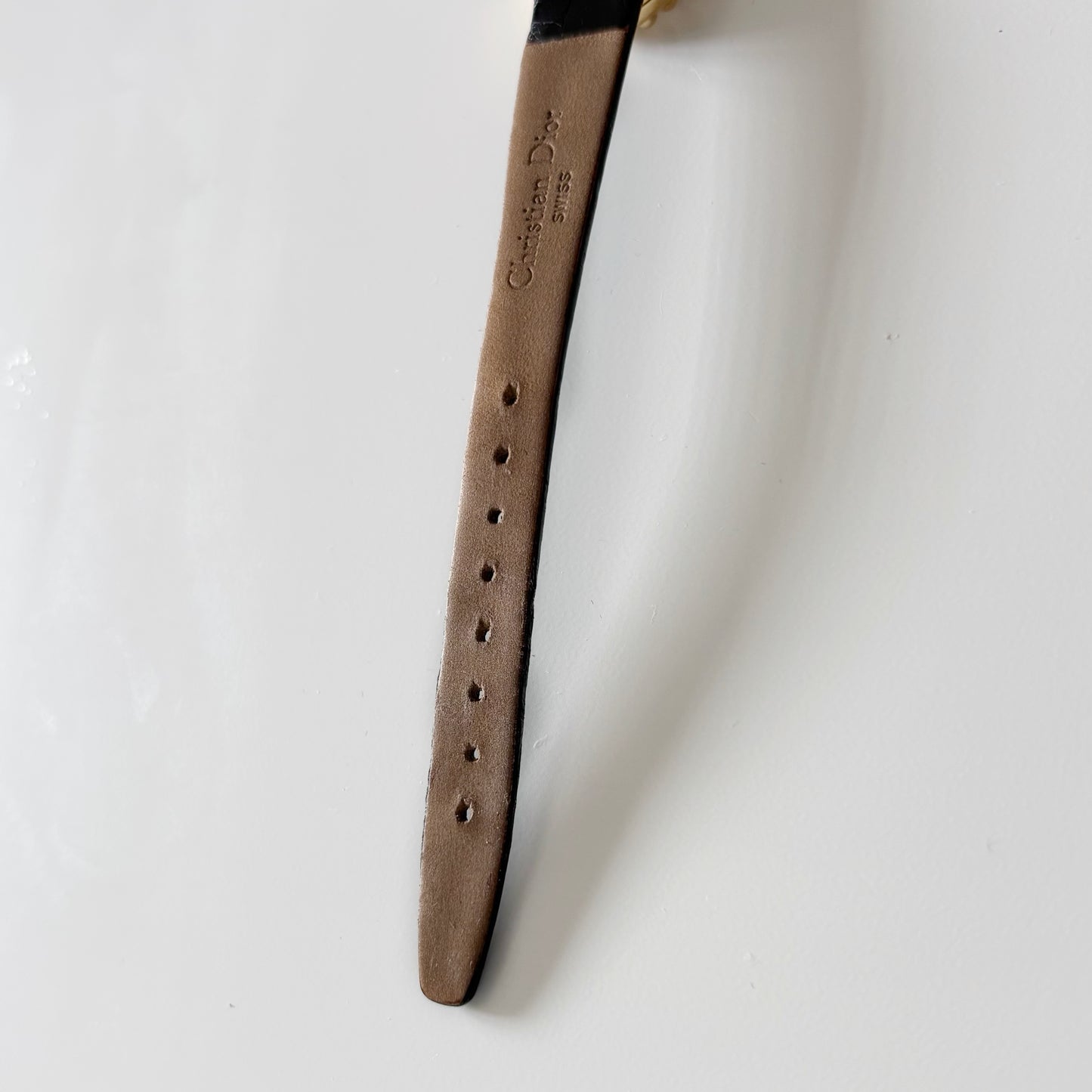 Dior 1990s Baignoire Gold Plated Leather Watch