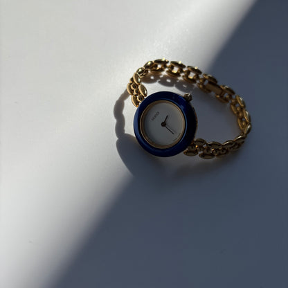 Gucci 1990s Interchangeable Bezel Gold Plated Rice Chain Watch with 6 bezels, case (160mm)