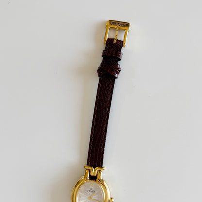 Fendi 1990s Interchangeable Belt Gold Plated Watch with 5 straps, case