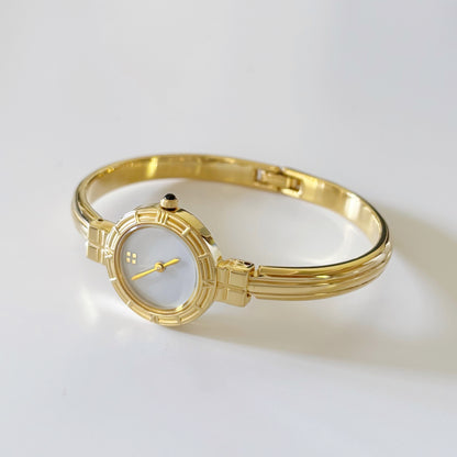 Yves Saint Laurent Seashell Dial Gold Plated Bangle Watch